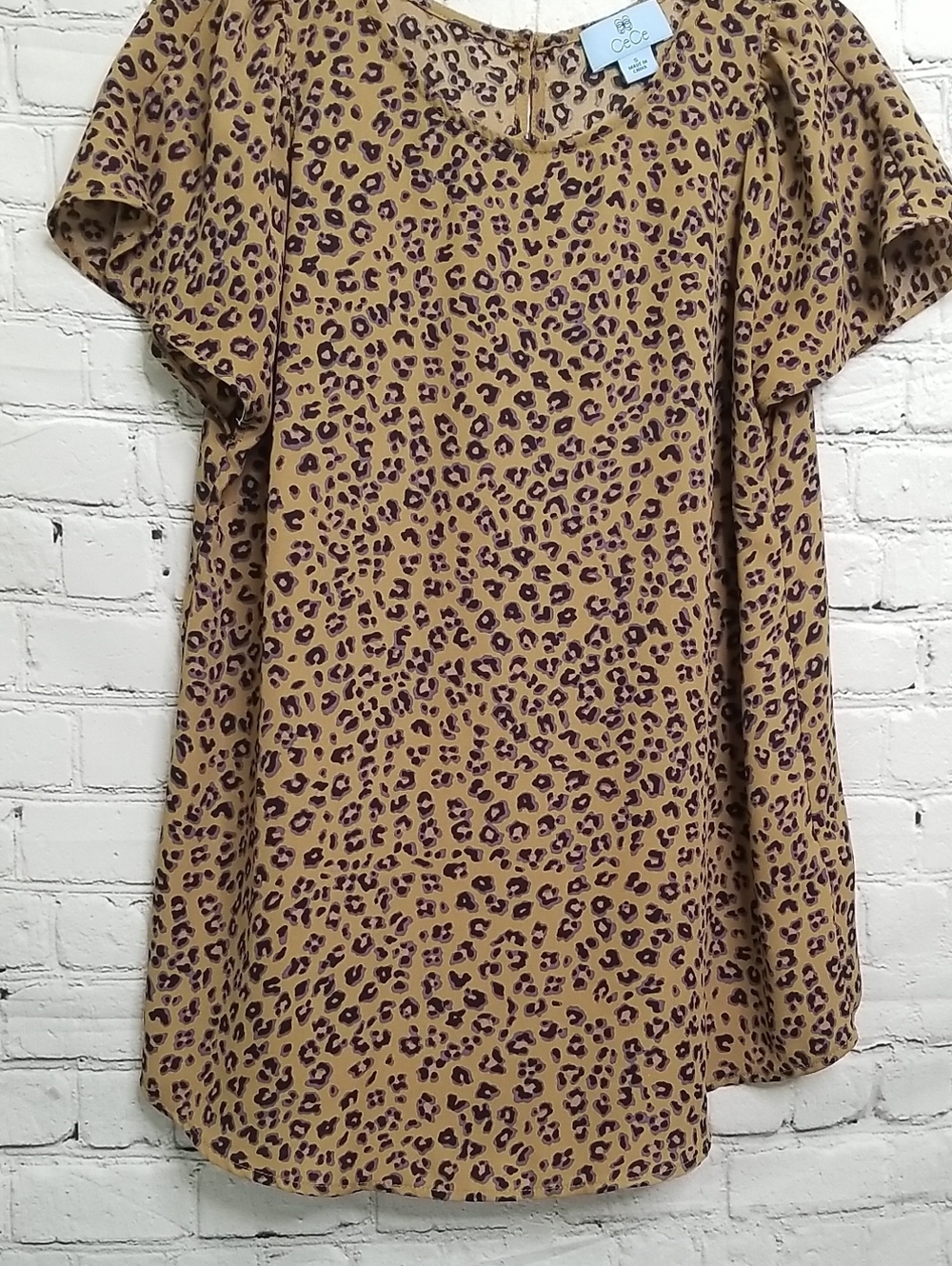 CeCe Leopard Print Top Brown Black Size Small